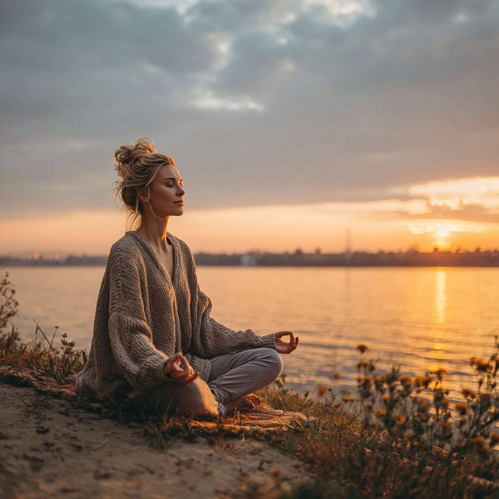 Žena praktizuje jógu v pokojnom prostredí